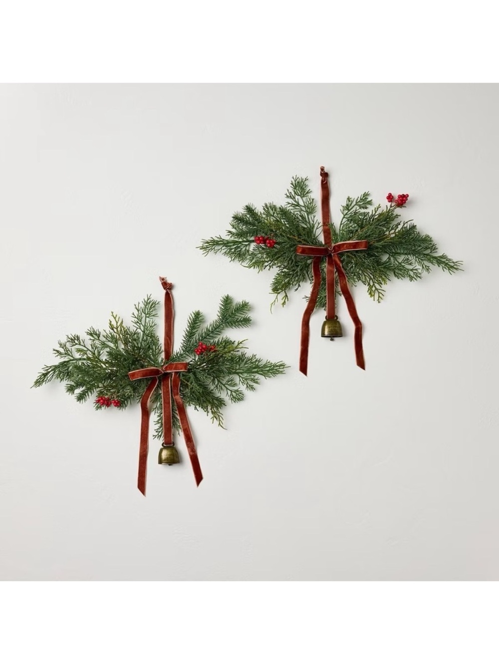 Cypress and Red Berry with Red Ribbon Mini Artificial Swag - Hearth & Hand